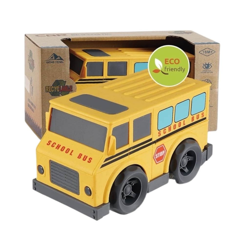 ✨BNWT - Eco-Friendly Wheat Straw Educational Toy Yellow Bus with Light & Sound✨